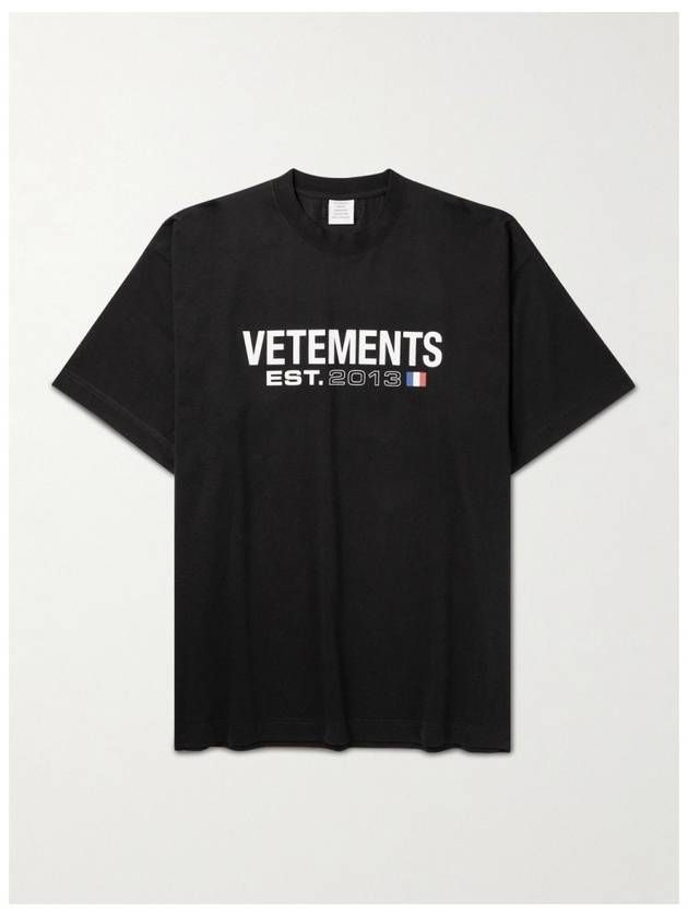 Logo Cotton Jersey Short Sleeve T-Shirt Black - VETEMENTS - BALAAN 6