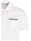 Men's Three Stripes Pocket Mercerized Short Sleeve Polo Shirt White - THOM BROWNE - BALAAN 4