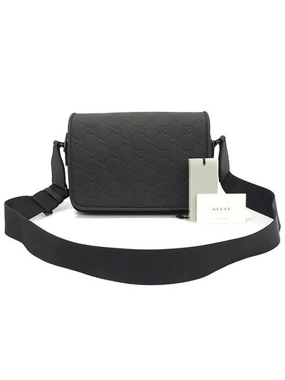 775097 Black GG Rubber Effect Leather Messenger Cross Bag - GUCCI - BALAAN 2