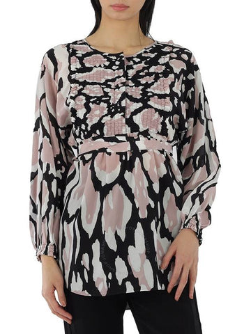 Roberto Cavalli Ladies Macro Lynx Print Tunic Silk Top, Brand Size 42 (US Size 8) - ROBERTO CAVALLI - BALAAN 1