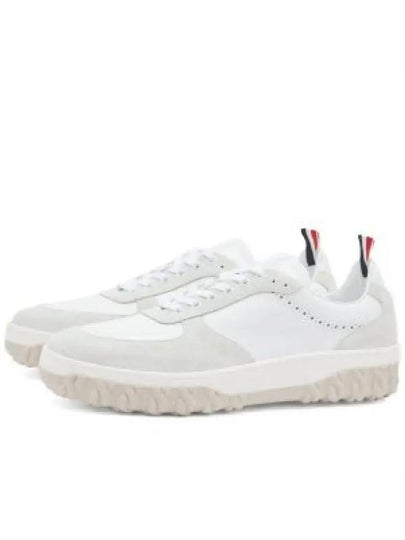 Letterman Panel Lace-Up Low-Top Sneakers White - THOM BROWNE - BALAAN 2