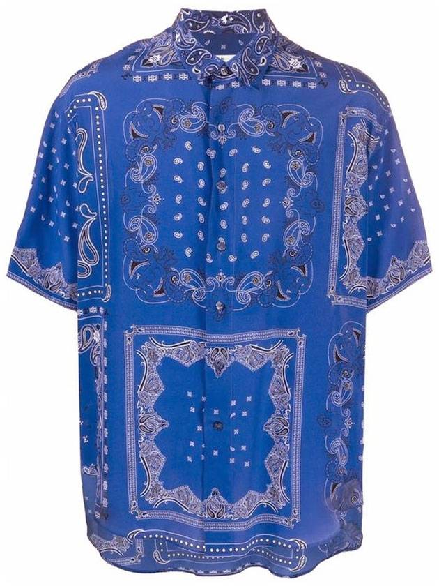 Men's Paisley Pattern Short Sleeve Shirt Blue - ETRO - BALAAN 1