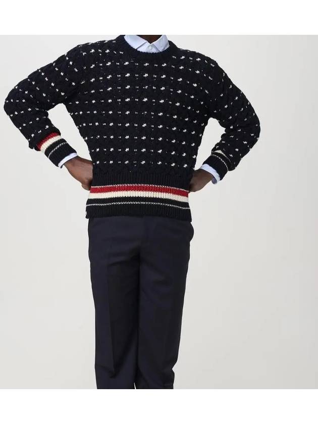 Wool Mohair Long Sleeve Knit Top Navy - THOM BROWNE - BALAAN 2