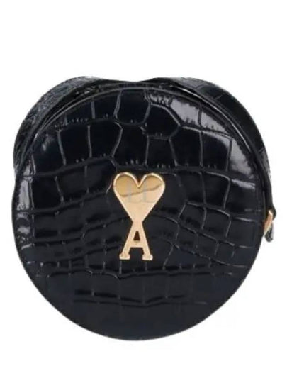 Round Paris Heart Logo Cross Bag Black - AMI - BALAAN 2