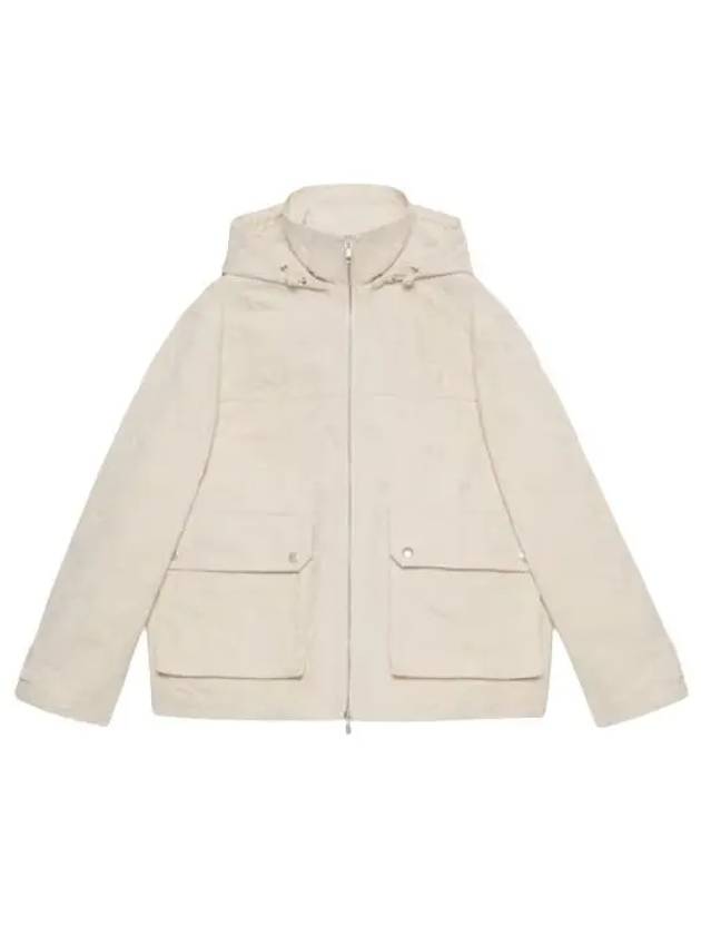 Jumbo GG Canvas Puffer Hooded Jacket White - GUCCI - BALAAN 2