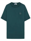 Pisato Effect Logo Patch Short Sleeve T-Shirt Bottle Green - STONE ISLAND - BALAAN 2