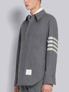 4 Bar Stripe Plain Weaving Wool Long Sleeve Shirt Grey - THOM BROWNE - BALAAN 5