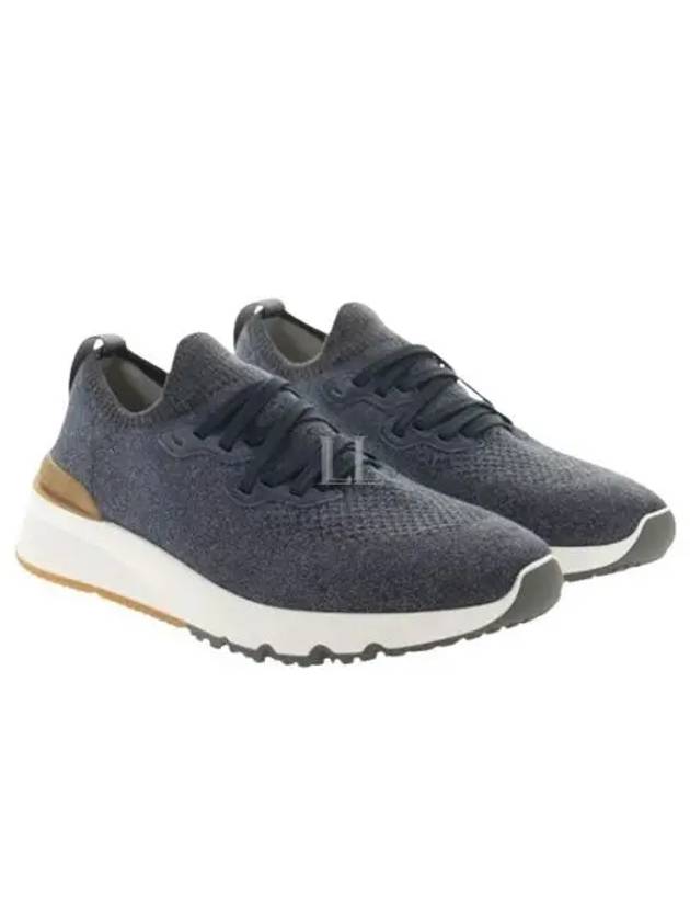 Stretch Knit Low Top Sneakers Blue - BRUNELLO CUCINELLI - BALAAN 2