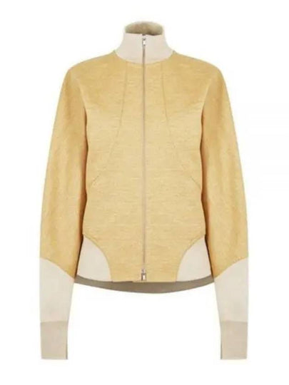 Women's Melange Compact Jersey Wool Zip-Up Jacket Yellow - JIL SANDER - BALAAN 2