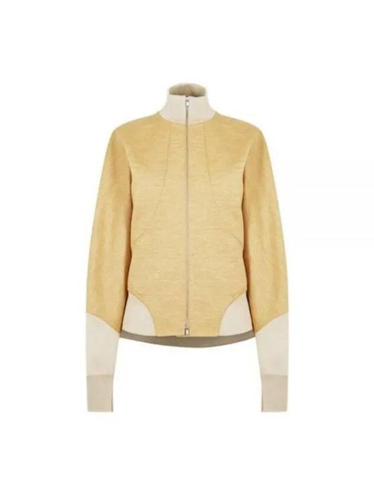 Women's Melange Compact Jersey Wool Zip-Up Jacket Yellow - JIL SANDER - BALAAN 2