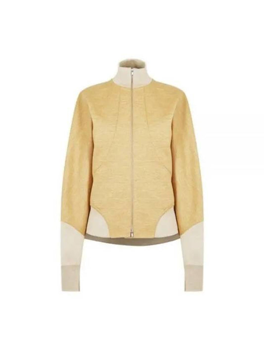 Women's Melange Compact Jersey Wool Zip-Up Jacket Yellow - JIL SANDER - BALAAN 1