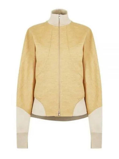 Women's Melange Compact Jersey Wool Zip-Up Jacket Yellow - JIL SANDER - BALAAN 1