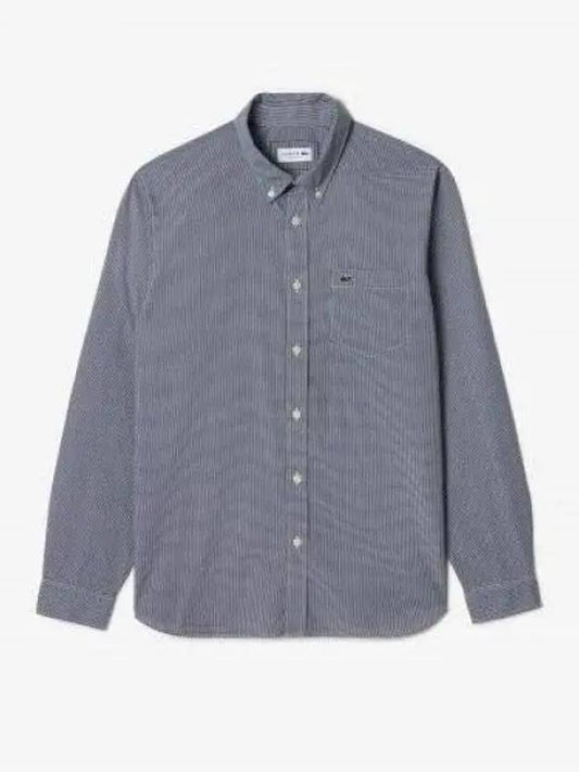 Men s Micro Pattern Check Shirt Navy 1285922 - LACOSTE - BALAAN 1