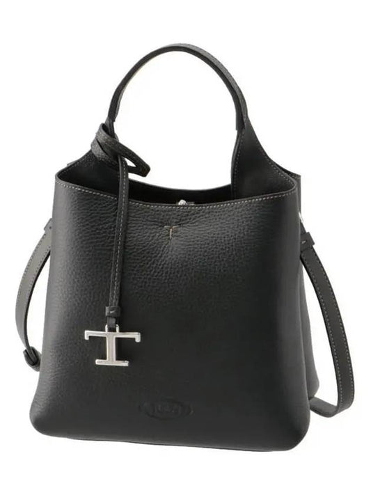 Logo Mini Leather Tote Bag Black - TOD'S - BALAAN 2