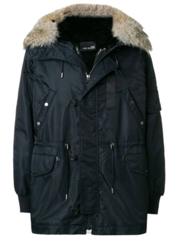 Fur Collar Parka Navy - YVES SALOMON - BALAAN 1