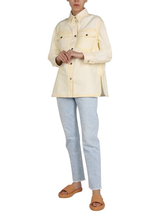 Women's Button Long Sleeve Shirt Yellow - STELLA MCCARTNEY - BALAAN 3