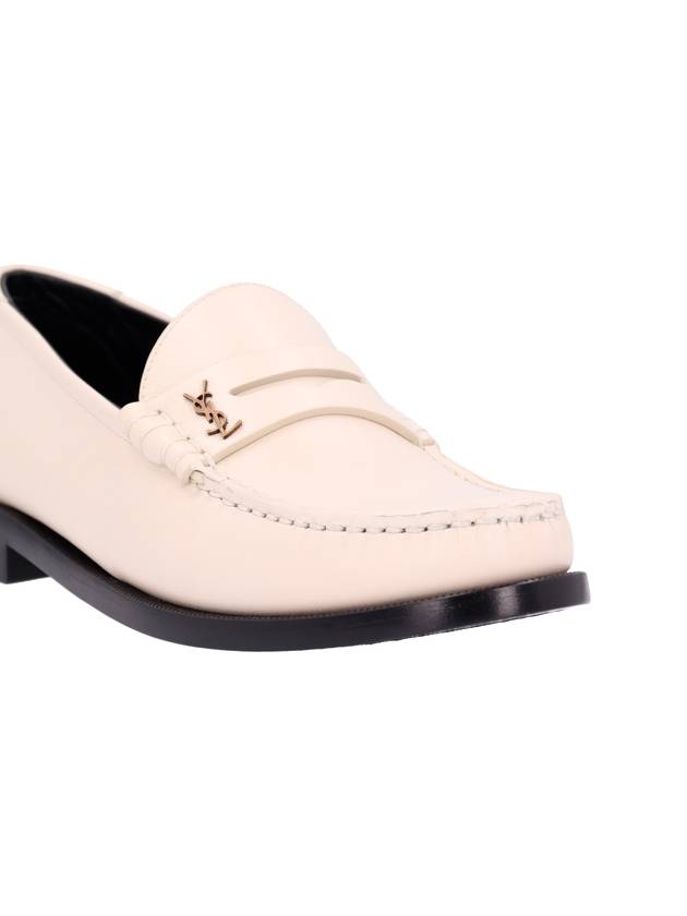 Le Loafer Penny Slippers In Smooth Leather Pearl - SAINT LAURENT - BALAAN 5