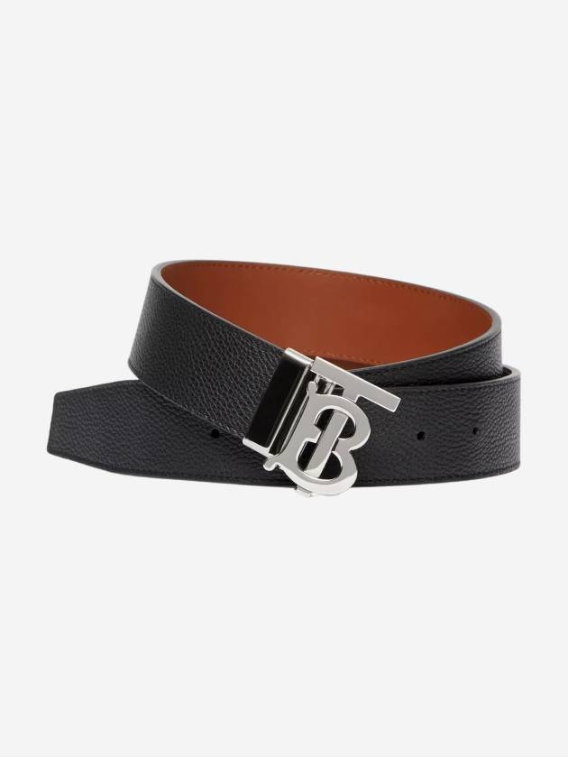 Reversible Monogram Leather Belt Black - BURBERRY - BALAAN 2