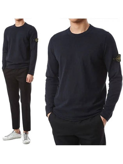 Compass Badge Ribbed Cotton Knit Top Navy - STONE ISLAND - BALAAN 2