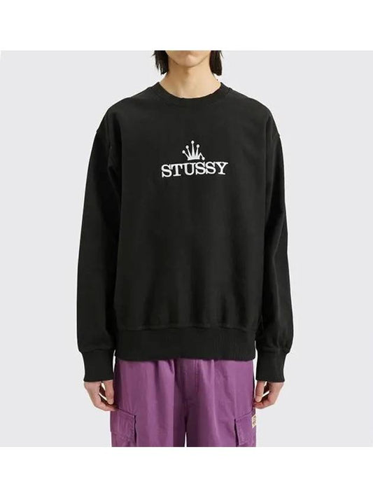 Crown Logo Print Black Heavy Cotton Sweatshirt Sweatshirt - STUSSY - BALAAN 2