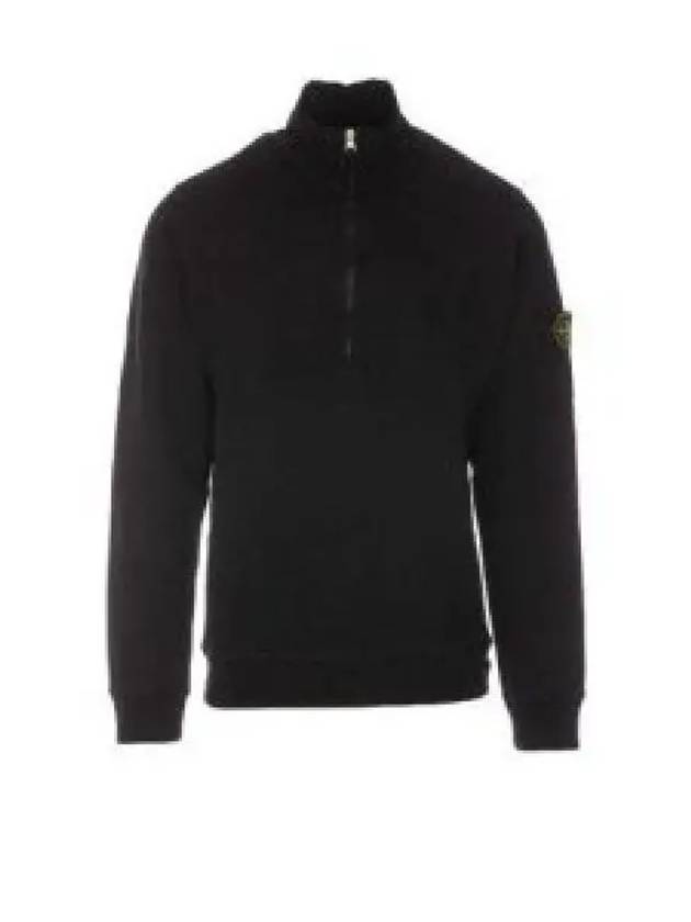 Logo Half Zipper Sweatshirt Black - STONE ISLAND - BALAAN 2