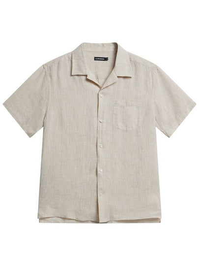 Elio Linen Melange Short Sleeve Shirt Safari Beige - J.LINDEBERG - BALAAN 2