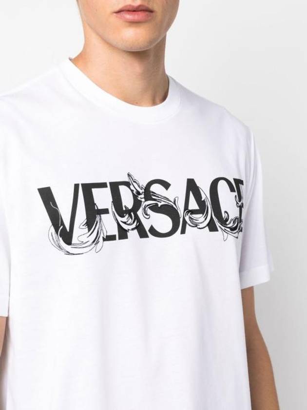 Men's Barocco Silhouette Logo Short Sleeve T-Shirt White - VERSACE - BALAAN 6