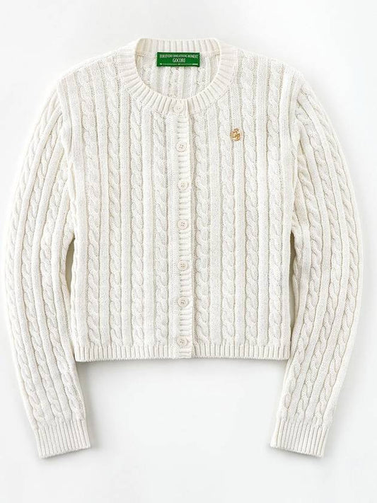 LOGO CABLE KNIT CARDIGAN IVORY Knit cardigan - GOCORI - BALAAN 1