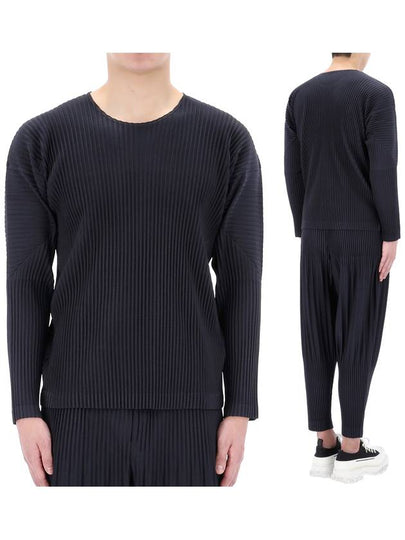 Pleated Long Sleeve T-Shirt Navy - ISSEY MIYAKE - BALAAN 2