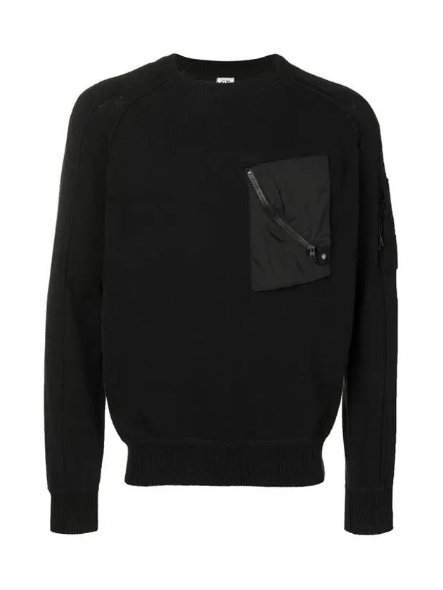 Lens Wappen Pocket Knit Top Black - CP COMPANY - BALAAN 2