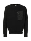 Lens Wappen Pocket Knit Top Black - CP COMPANY - BALAAN.