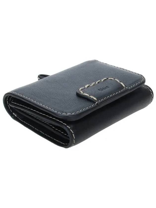 Edith Small Tri-Fold Buffalo Leather Half Wallet Black - CHLOE - BALAAN 6