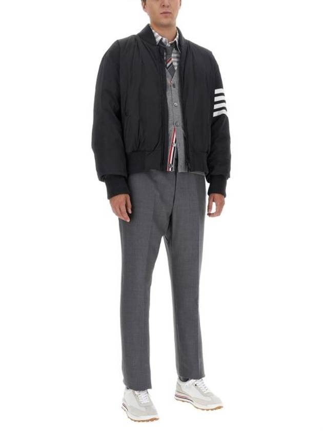 Men's Sustainable Classic Diagonal Wool Cardigan Pale Grey - THOM BROWNE - BALAAN 3