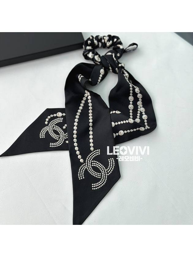 Pearl Chain Twilly Scrunchy Black - CHANEL - BALAAN 6