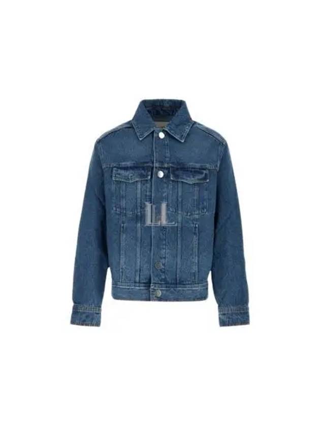 Paris Logo Patch Flap Pocket Cotton Denim Jacket Blue - AMI - BALAAN 2