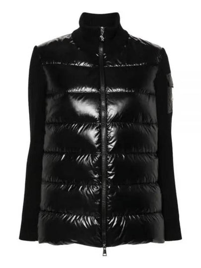 Padded Wool Cardigan Black - MONCLER - BALAAN 2