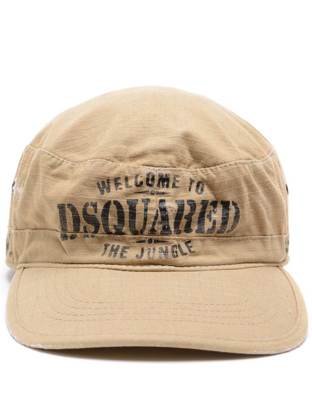 Logo print damage washing ball cap beige - DSQUARED2 - BALAAN 2