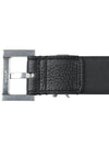 Grained Leather Silver Monogram Belt Black - SAINT LAURENT - BALAAN 7