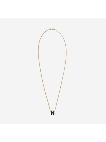 Mini Pop H Pendant Necklace Gold Bleu Saphir - HERMES - BALAAN 1