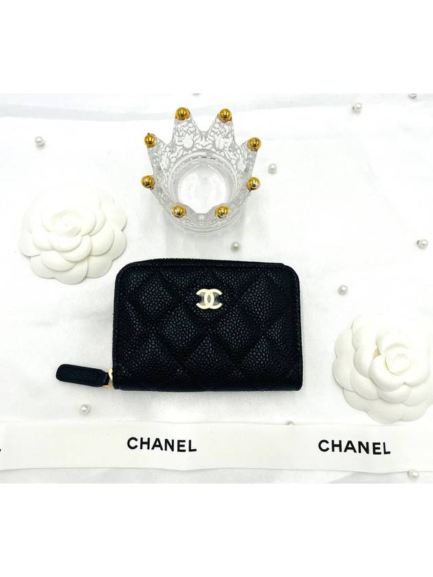 Classic Zipped Coin Purse Grained Calfskin & Gold Black - CHANEL - BALAAN 10