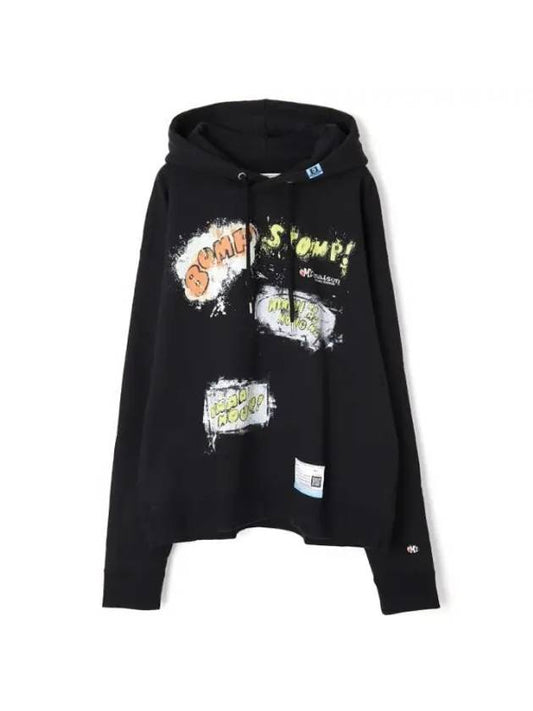 MAISON Sweatshirt A11HD712 BLACK Words Balloon Print Hoodie - MIHARA YASUHIRO - BALAAN 1