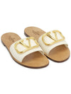 V Logo Signature Grainy Calfskin Slippers Sandals Ivory - VALENTINO - BALAAN 4