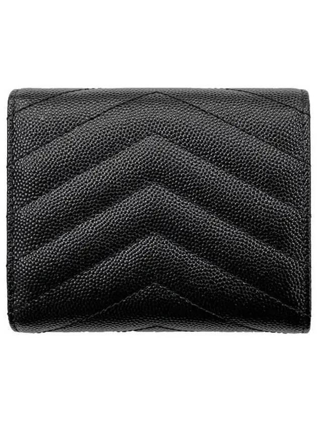 Monogram Cassandra Matelasse Half Wallet Black - SAINT LAURENT - BALAAN 3