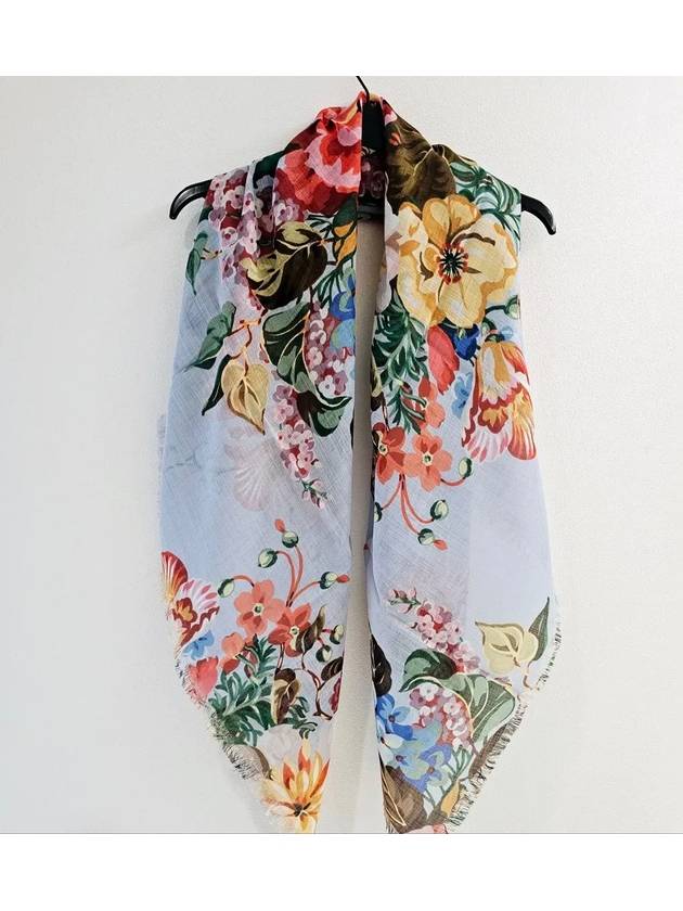 Flower print wool scarf light blue 544616 - GUCCI - BALAAN 6