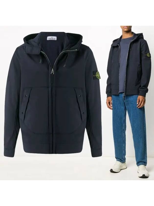 Wappen Patch Soft Shell R Fleece Hooded Jacket Navy - STONE ISLAND - BALAAN 2