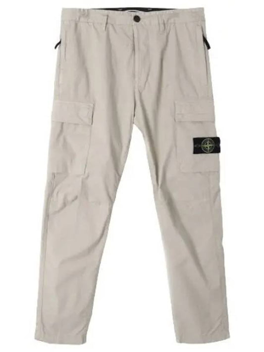 Stretch cotton gabardine cargo pants regular tapered fit - STONE ISLAND - BALAAN 1