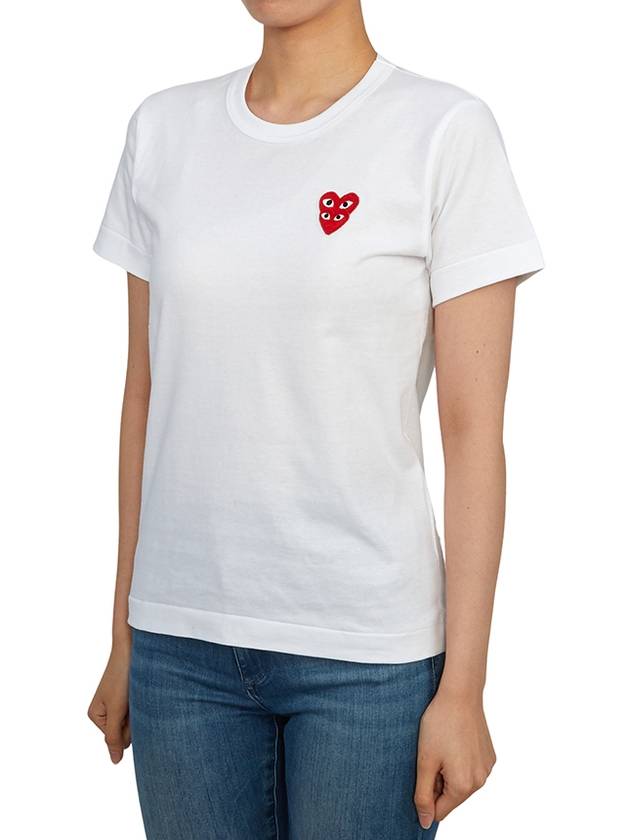 Women's Small Double Heart Wappen Short Sleeve T-Shirt P1 T287 2 White - COMME DES GARCONS PLAY - BALAAN 3