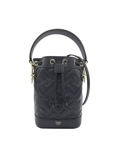 Mon Tresor FF Motif Leather Mini Bucket Bag Black - FENDI - BALAAN 1