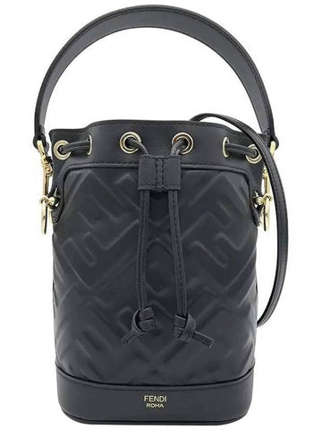 Mon Tresor Black Leather Mini Bag with FF Motif - FENDI - BALAAN 1