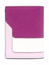 Saffiano Leather Color Block Half Wallet Purple - MARNI - BALAAN 4